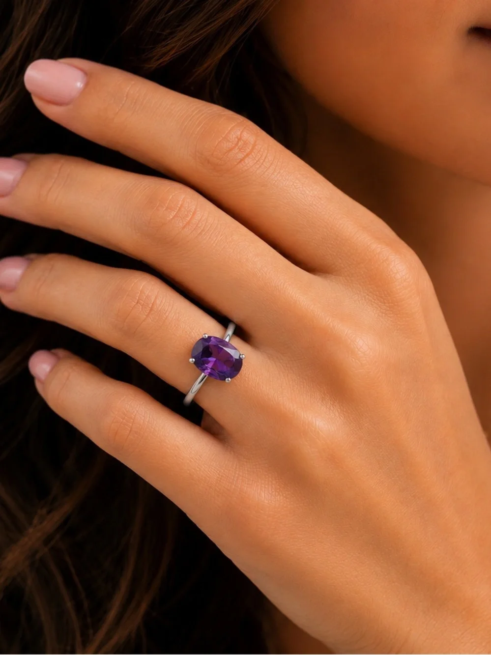 Lab Alexandrite Ring 3.89ct 10K White Gold Color Change NWT Size 6.5